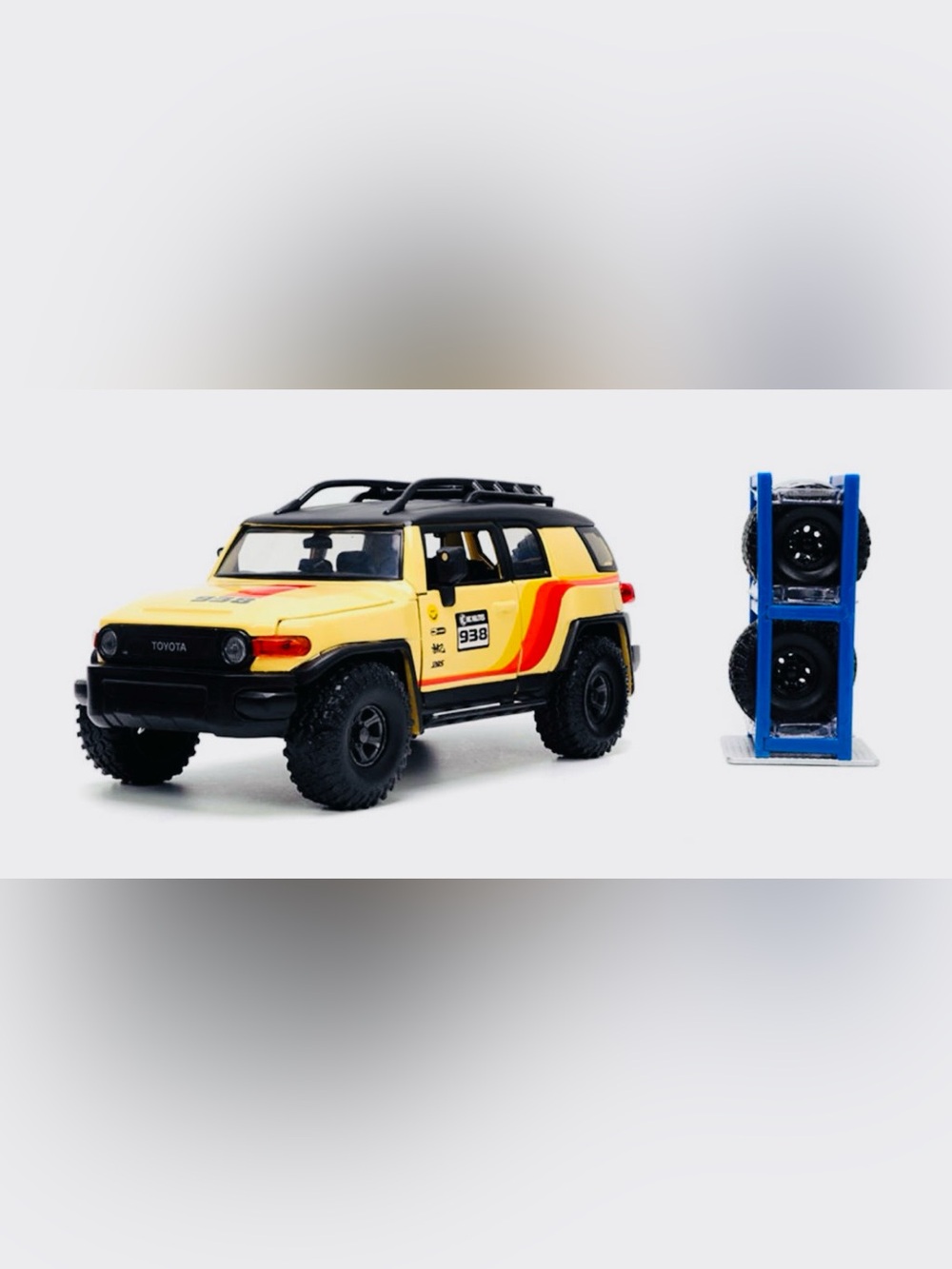 Just Trucks Toyota FJ Cruiser with Extra Wheels 1:24 Scale Diecast Model Yellow
